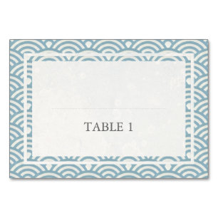 Japanese Seigaiha Waves Elegant Wedding Table Number