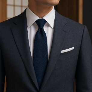 Japanese Seigaiha Waves Monochrome Luxury Tie