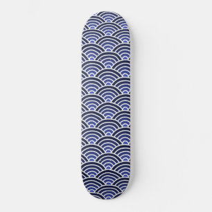 Japanese Seigaiha Waves Pattern Skateboard