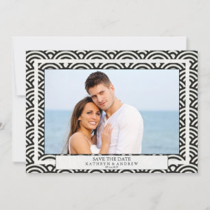 Japanese Seigaiha Waves Save The Date Flat Photo Invitation