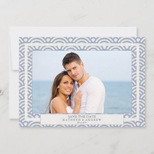 Japanese Seigaiha Waves Save The Date Flat Photo Invitation