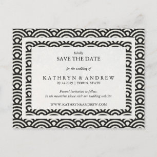 Japanese Seigaiha Waves Save The Date No Photo Announcement Postcard