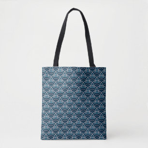 Japanese Seigaiha Waves Seamless Pattern Tote Bag