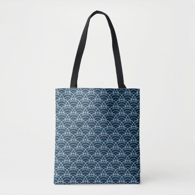 Japanese Seigaiha Waves Seamless Pattern Tote Bag (Front)