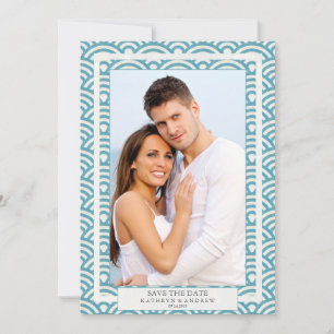 Japanese Seigaiha Wedding Save The Date Flat Photo Invitation