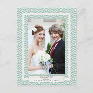 Japanese Seigaiha Wedding Thank You/Custom Photo Postcard