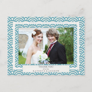 Japanese Seigaiha Wedding Thank You/Custom Photo Postcard