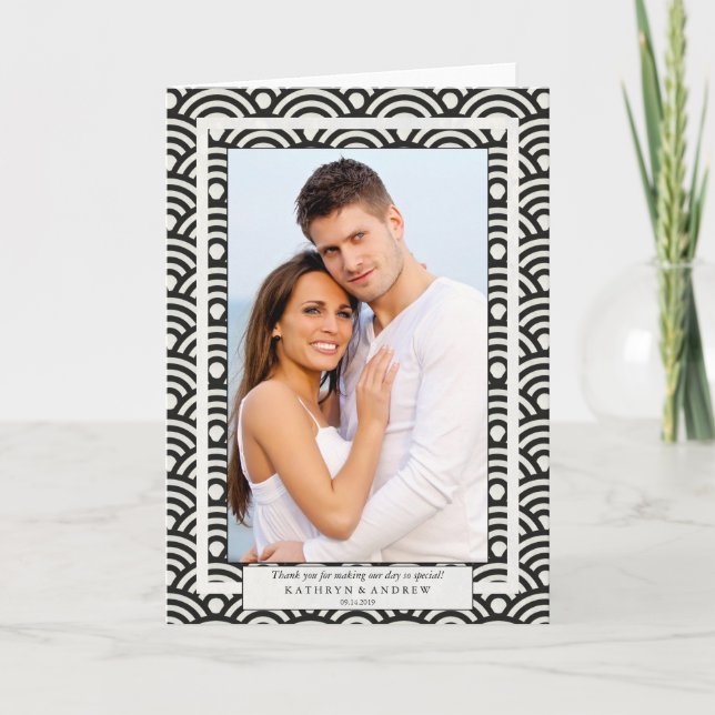 Japanese Seigaiha Wedding Thank You/Custom Text Thank You Card (Front)