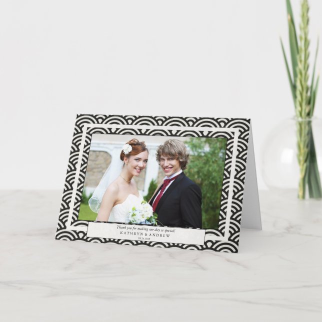 Japanese Seigaiha Wedding Thank You/Custom Text Thank You Card (Front)