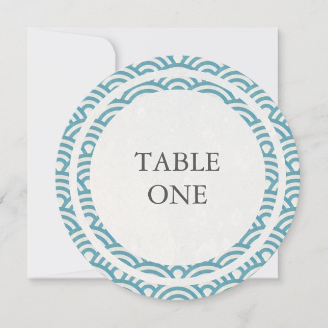 Japanese Seigha Stylised Waves Round Table Number (Front)