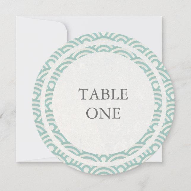 Japanese Seigha Stylised Waves Round Table Number (Front)