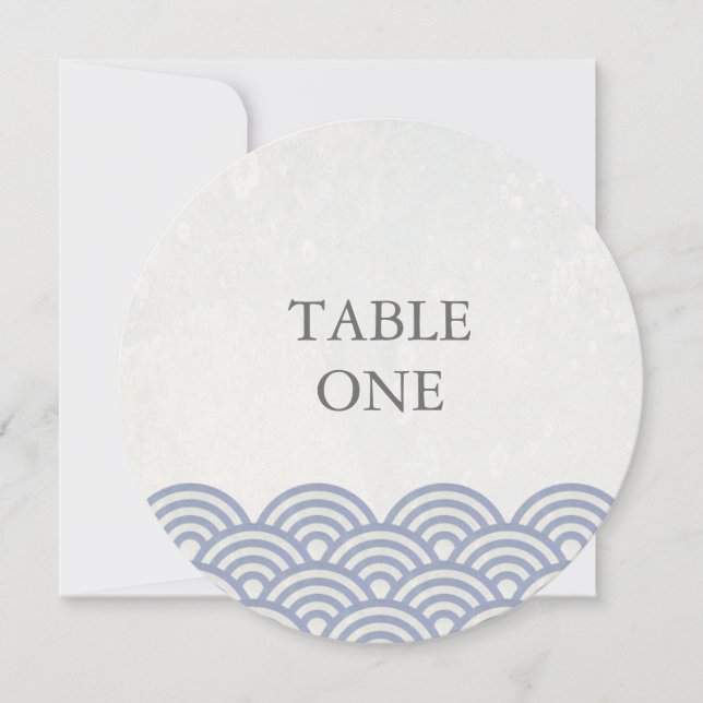 Japanese Seigha Stylised Waves Round Table Number (Front)