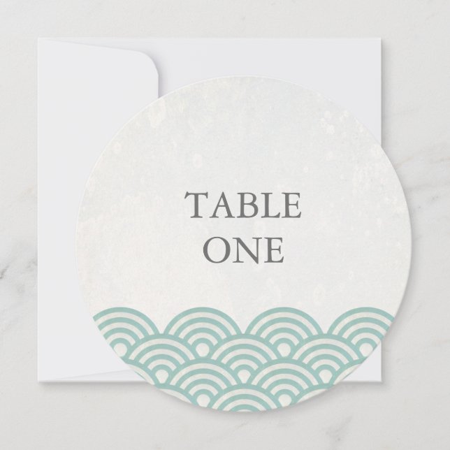 Japanese Seigha Stylised Waves Round Table Number (Front)