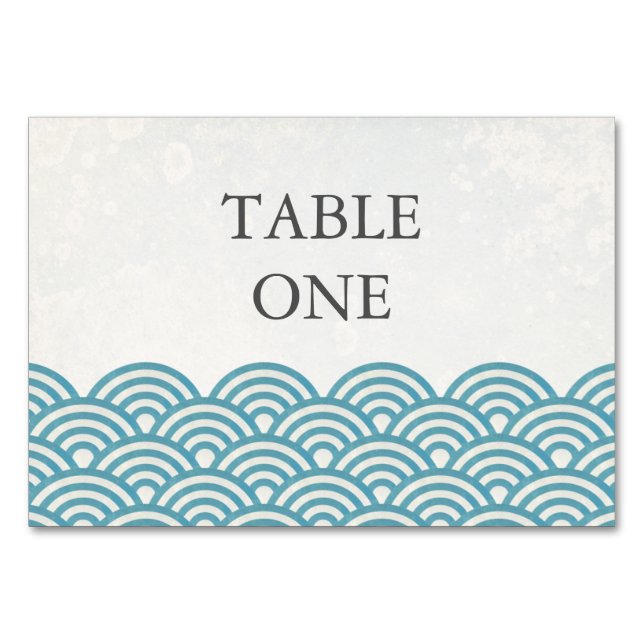 Japanese Seigha Stylised Waves Table Number (Front)