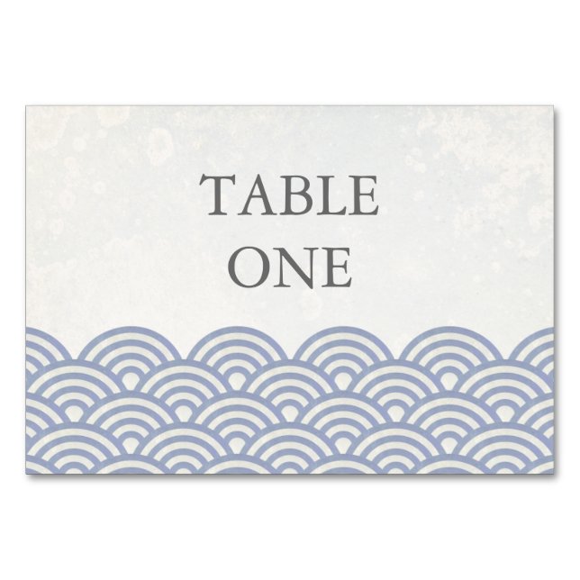 Japanese Seigha Stylised Waves Table Number (Front)