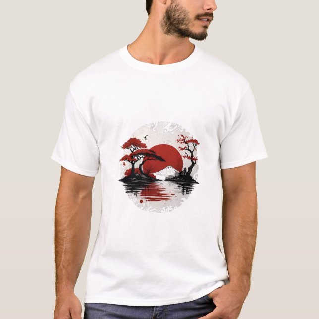 Japanese Serenity - Mount Fuji Sunset Tee Design (Front)