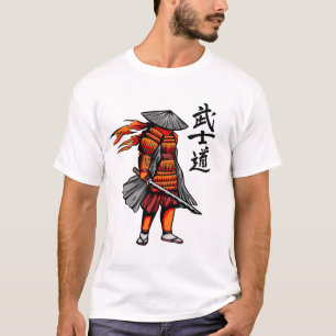 Japanese Shadow Samurai Ronin Sword Straw Hat Art T-Shirt
