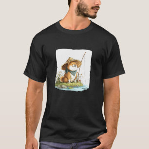Japanese Shiba Inu Dog Costume in Fishing Look T-Shirt