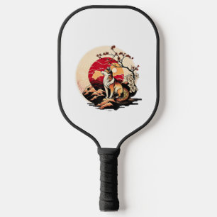 Japanese Shiba Inu Dog Sunset Ukiyo e Style Pickleball Paddle