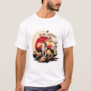 Japanese Shiba Inu Dog Sunset Ukiyo e Style T-Shirt