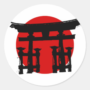 Japanese Shinto Shrine Classic Round Sticker