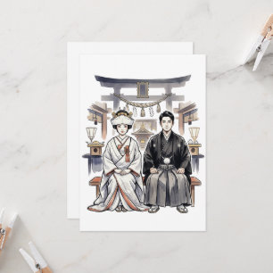 Japanese Shinzen-Kekkon Shinto Bride and Groom Invitation