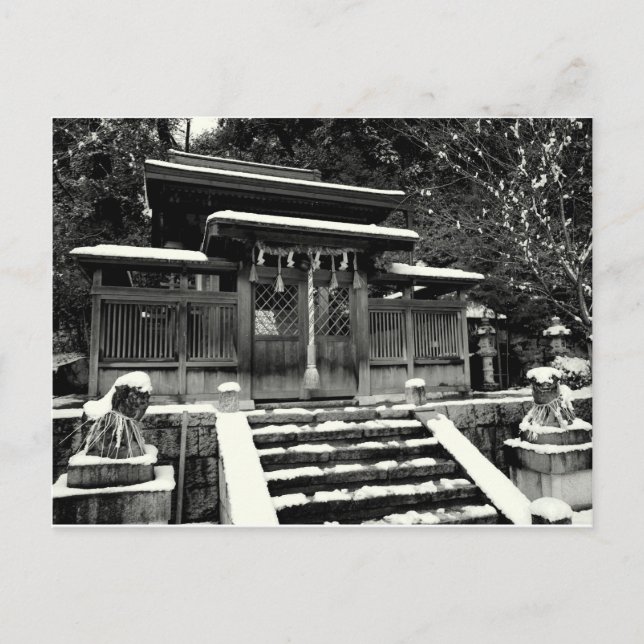 Japanese Shrine in Snow Postcard (Front)