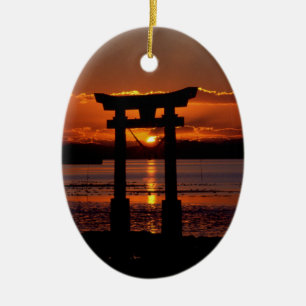 Japanese Shrine Nagao Ceramic Tree Decoration