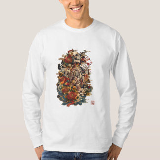 Japanese Skeleton Art | Gothic Floral Skull T-Shirt