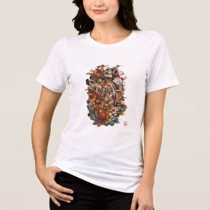 Japanese Skeleton Art Gothic Floral Skull Tri-Blend Shirt