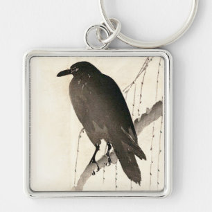 Japanese sketch of a raven key ring