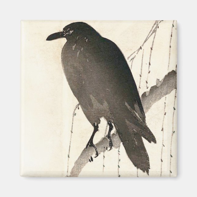 Japanese sketch of a raven magnet (Front)