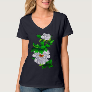 Japanese Sketch of Large White Peony T-Shirt