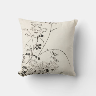 Japanese Sketched Floral Cushion