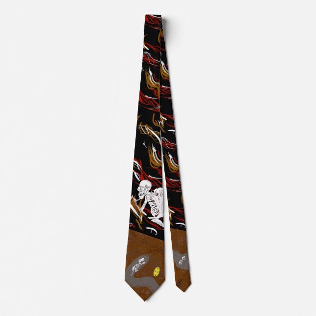 japanese skull & skull mole tie (Front)