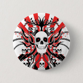 japanese  skulls 6 cm round badge