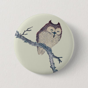 Japanese Sleeping Owl Night Artwork 6 Cm Round Badge