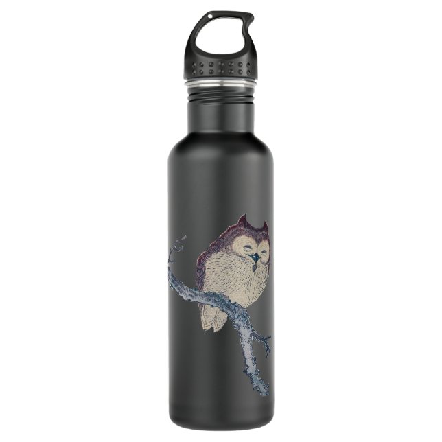 Japanese Sleeping Owl Night Artwork 710 Ml Water Bottle (Front)