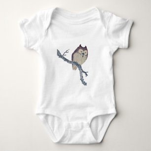 Japanese Sleeping Owl Night Artwork Baby Bodysuit