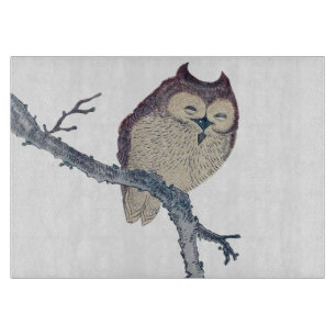 Japanese Sleeping Owl Night Artwork Cutting Board