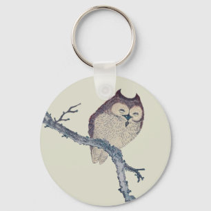 Japanese Sleeping Owl Night Artwork Key Ring