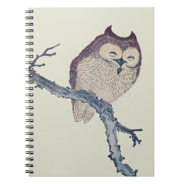 Japanese Sleeping Owl Night Artwork Notebook (Front)