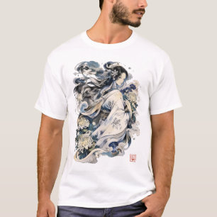 Japanese Snow Woman Art Winter Yokai In Kimono T-Shirt