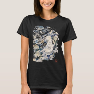 Japanese Snow Woman Art Winter Yokai In Kimono T-Shirt