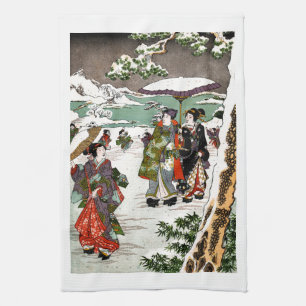 Japanese Snowscape Tea Towel