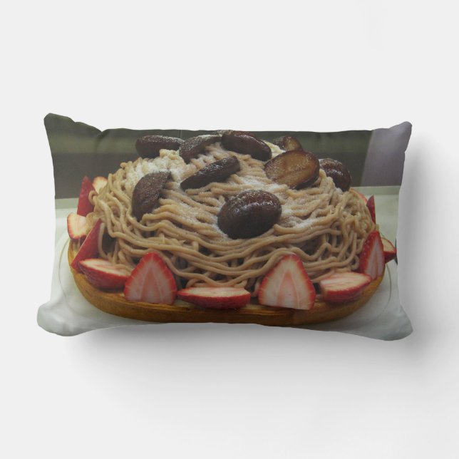 Japanese Spaghetti & Strawberry Cake Lumbar Cushion (Front)