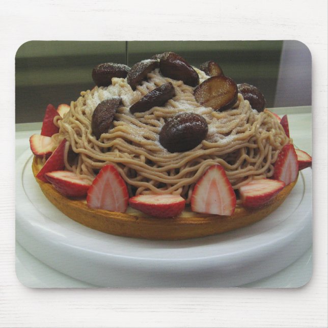 Japanese Spaghetti & Strawberry Cake Mouse Mat (Front)
