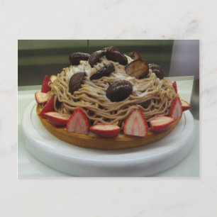 Japanese Spaghetti & Strawberry Cake Postcard