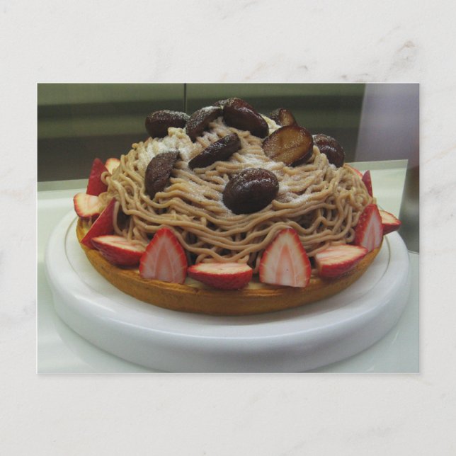 Japanese Spaghetti & Strawberry Cake Postcard (Front)