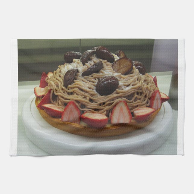 Japanese Spaghetti & Strawberry Cake Tea Towel (Horizontal)